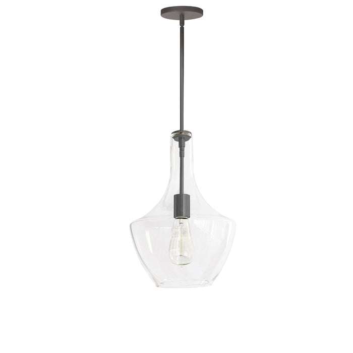 Petalite 1 Light Pendant - Small - Matte Black - Clear Glass