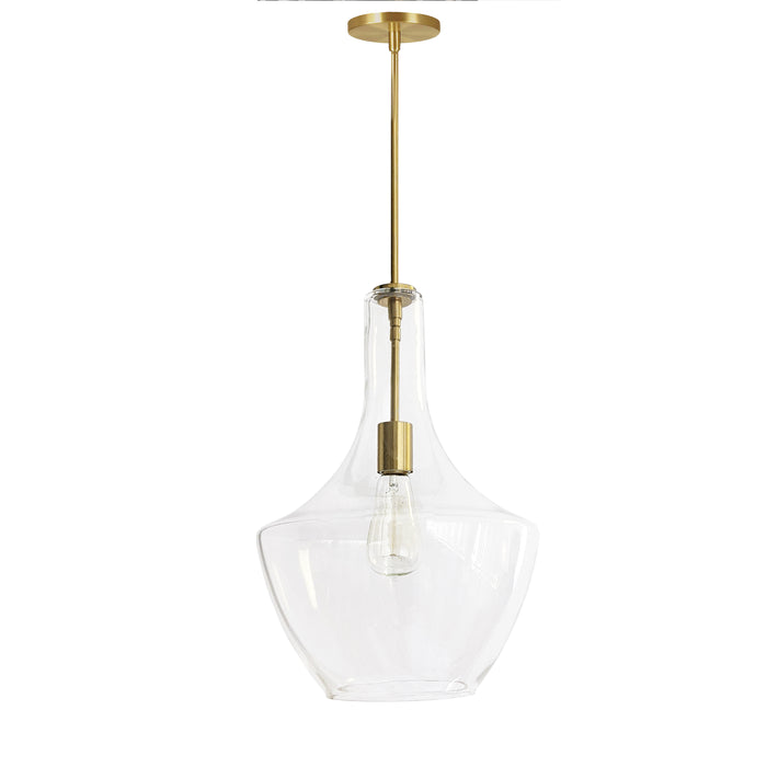 Petalite 1 Light Pendant - Large - Aged Brass - Clear Glass