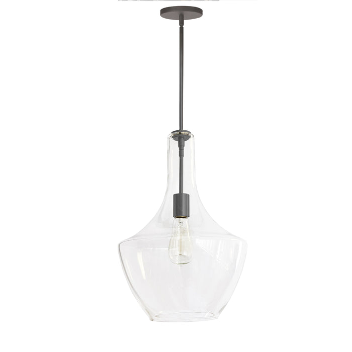 Petalite 1 Light Pendant - Large - Matte Black - Clear Glass