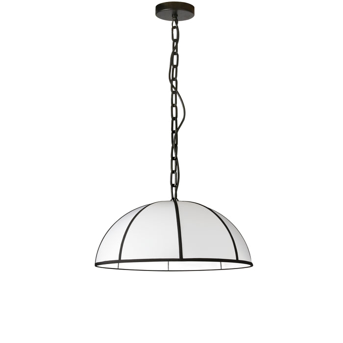 Portobello 1 Light Pendant - Small - Matte Black - White Shade and Black Trim