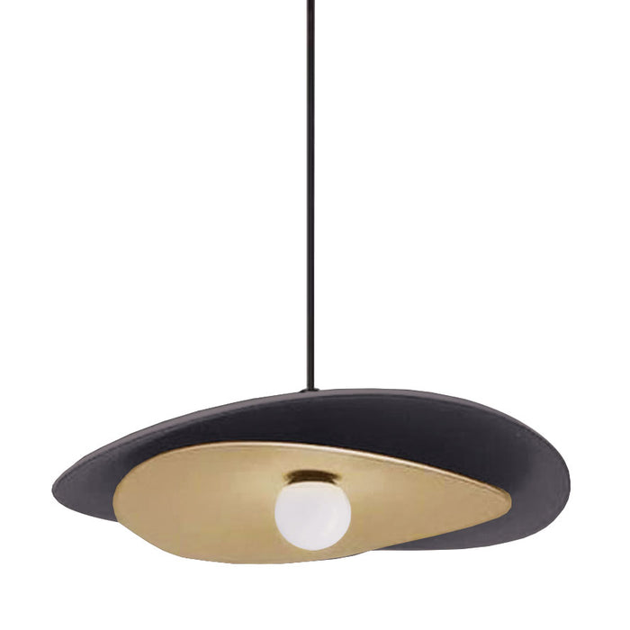 Paven LED Pendant - 12W - Matte Black/Aged Brass