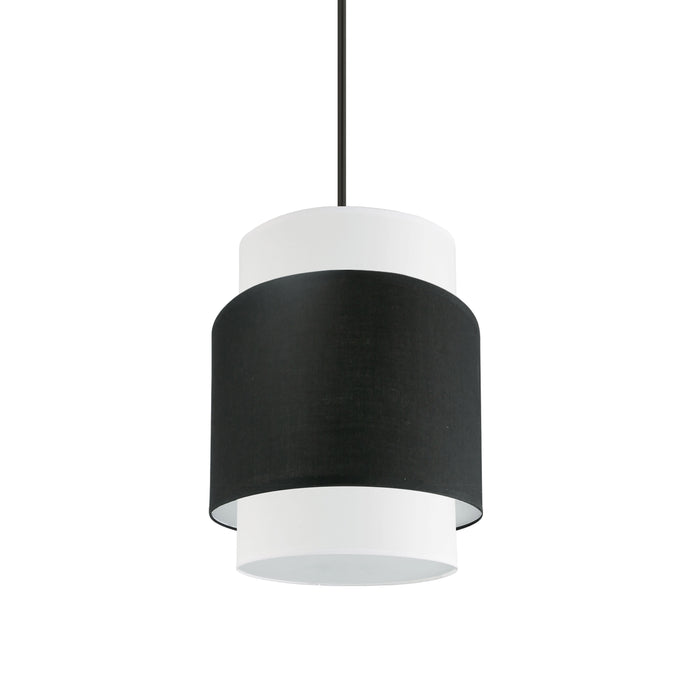 Priya 1 Light Pendant - Matte Black - Black/White Shade