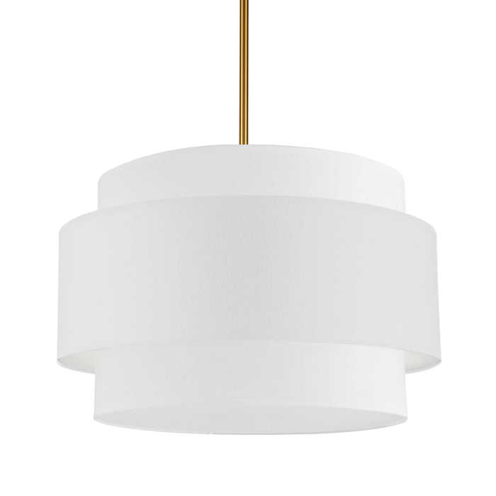 Priya 4 Light Pendant - 22" dia - Aged Brass - White Shade