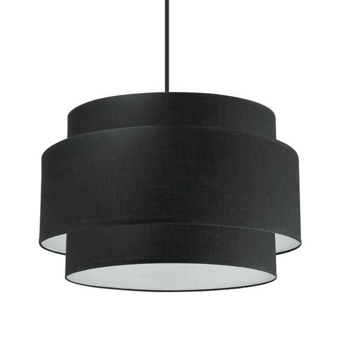 Priya 4 Light Chandelier - Small - Matte Black - Black/White Shade