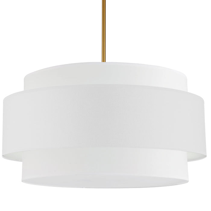 Priya 4 Light Pendant - 30" dia - Aged Brass - White Shade