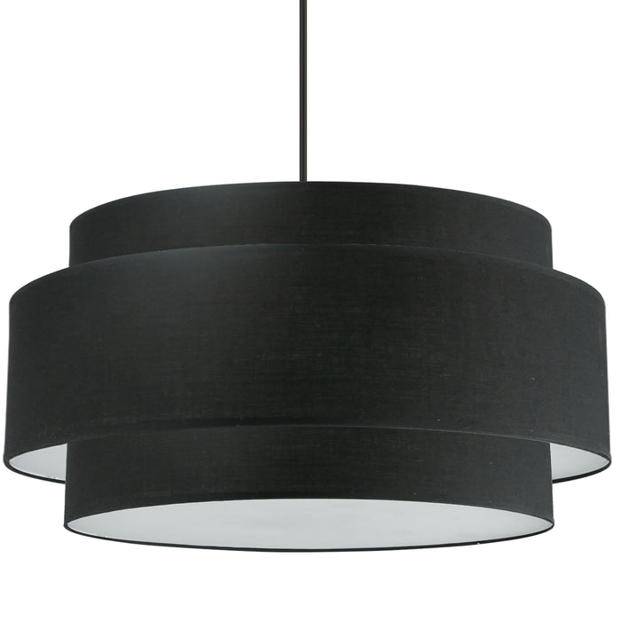 Priya 4 Light Chandelier - Large - Matte Black - Black/White Shade