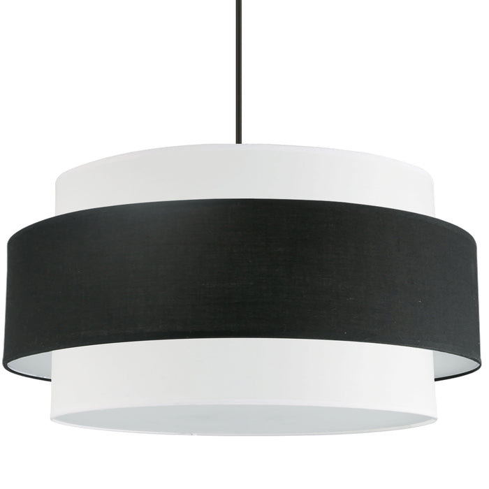 Priya 4 Light Chandelier - Large - Matte Black - Black/White Shade