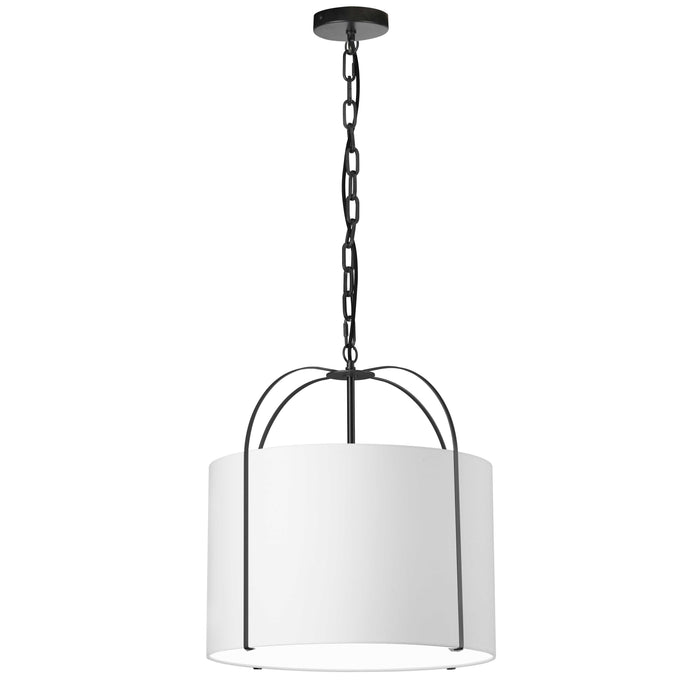 Quincy 1 Light Pendant - Matte Black - White Shade