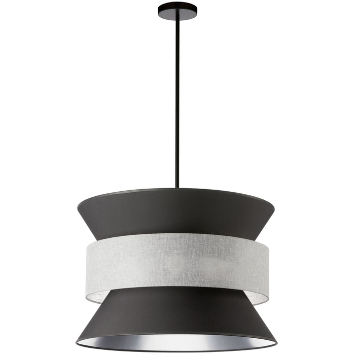 Questa 4 Light Pendant - Matte Black - Black/Gray Shades