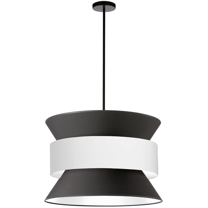 Questa 4 Light Pendant - Matte Black - Black/White Shade