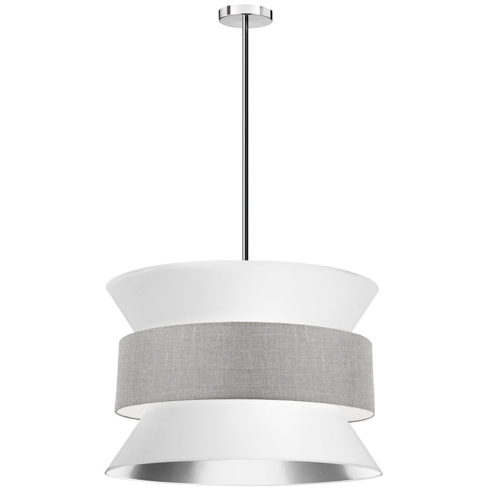 Questa 4 Light Pendant - Polished Chrome - White/Grey Shade