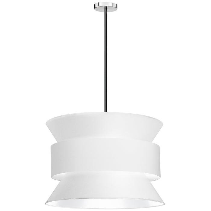 Questa 4 Light Pendant - Polished Chrome - White Shades