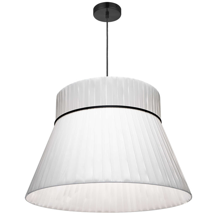 Rochelle 1 Light Incandescent Pendant - Matte Black - White Ribbon Shade