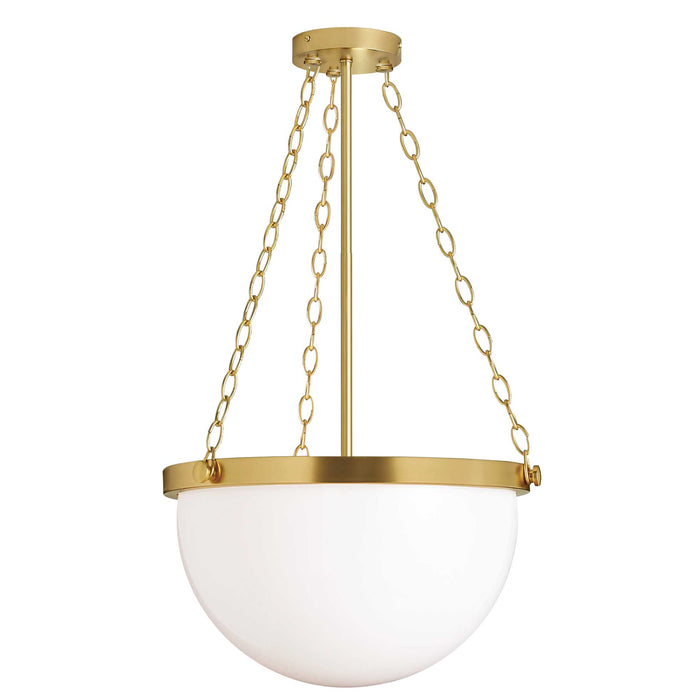 Rhonda 1 Light Incandescent Pendant - Aged Brass - White Glass