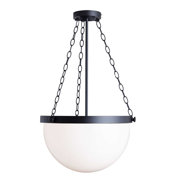 Rhonda 1 Light Incandescent Pendant - Matte Black - White Glass