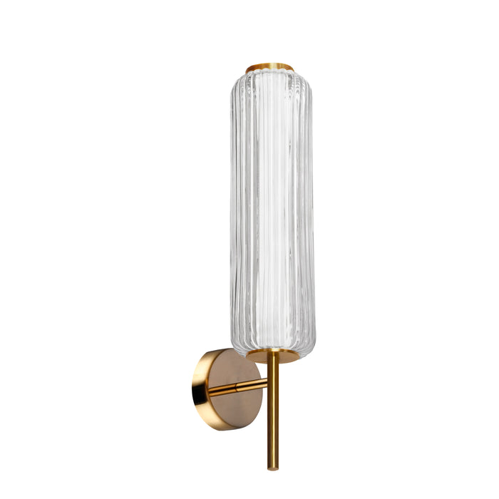 Ramona LED Wall Sconce - 10W - Aged Brass - Clear Fluted Glass