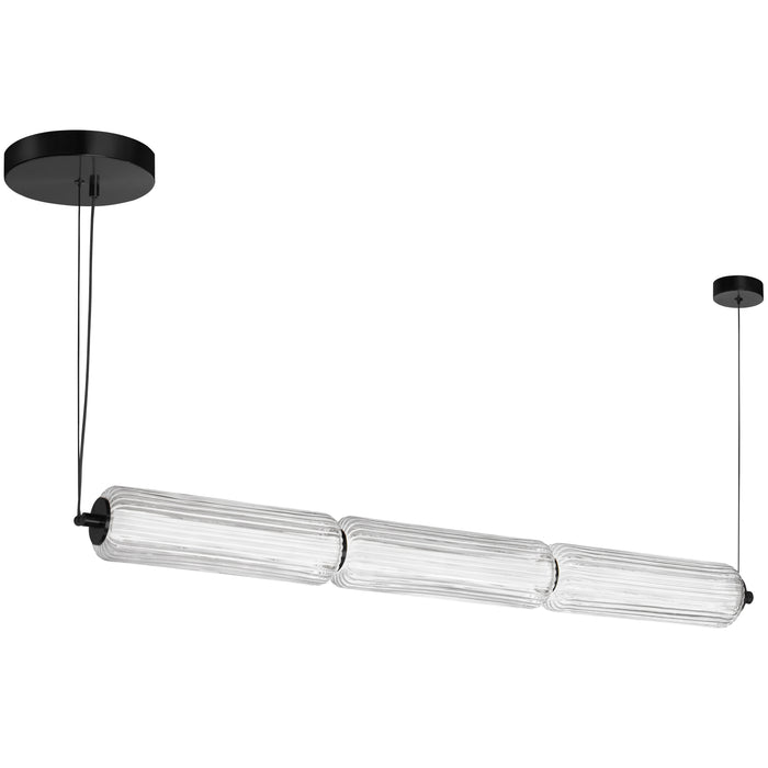 Ramona LED Horizontal Pendant - 30W - Matte Black - Clear Fluted Glass