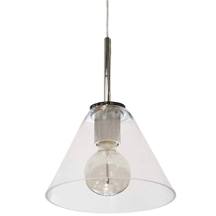 Roswell 1 Light Pendant - Large - Polished Chrome - Clear Glass