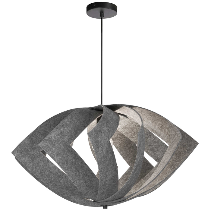 Rotem 1 Light Pendant - Matte Black - Grey Shade