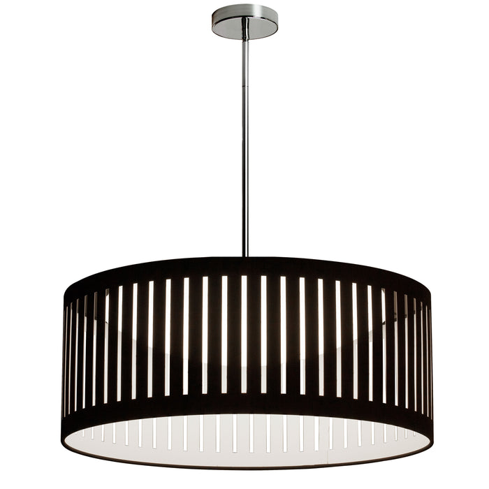 Slit Drum LED Pendant - 22W - Polished Chrome - Black/White Shade