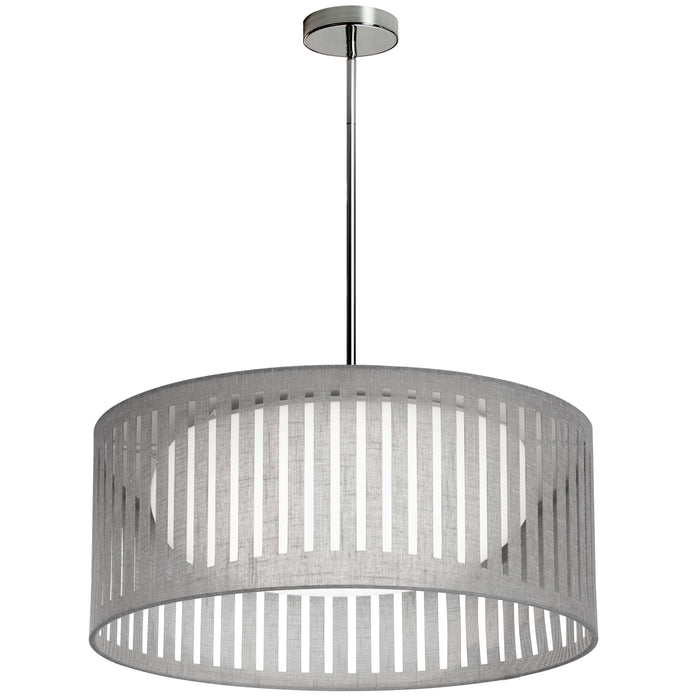 Slit Drum LED Pendant - 22W - Polished Chrome - Grey Shade