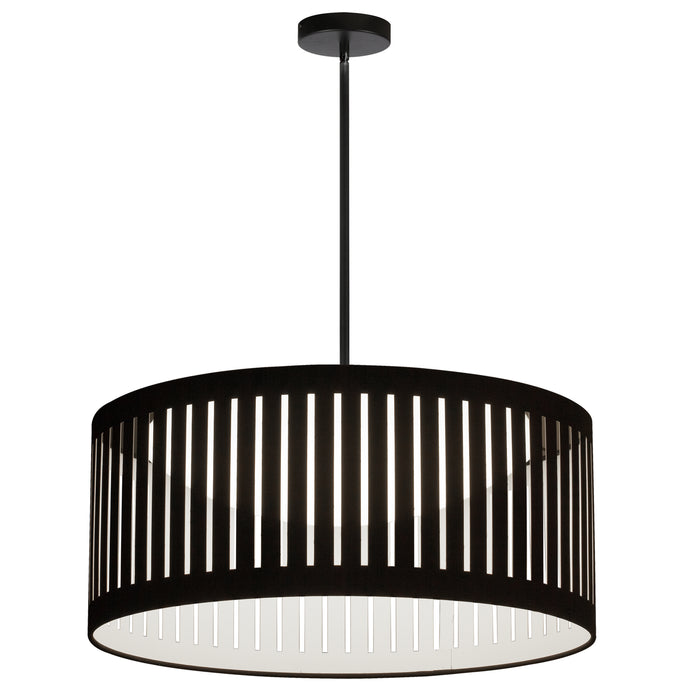 Slit Drum LED Pendant - 22W - Matte Black - Black Shade