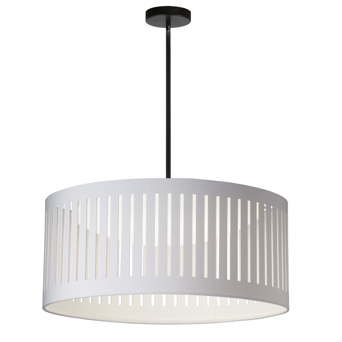 Slit Drum LED Pendant - 22W - Matte Black - White Shade