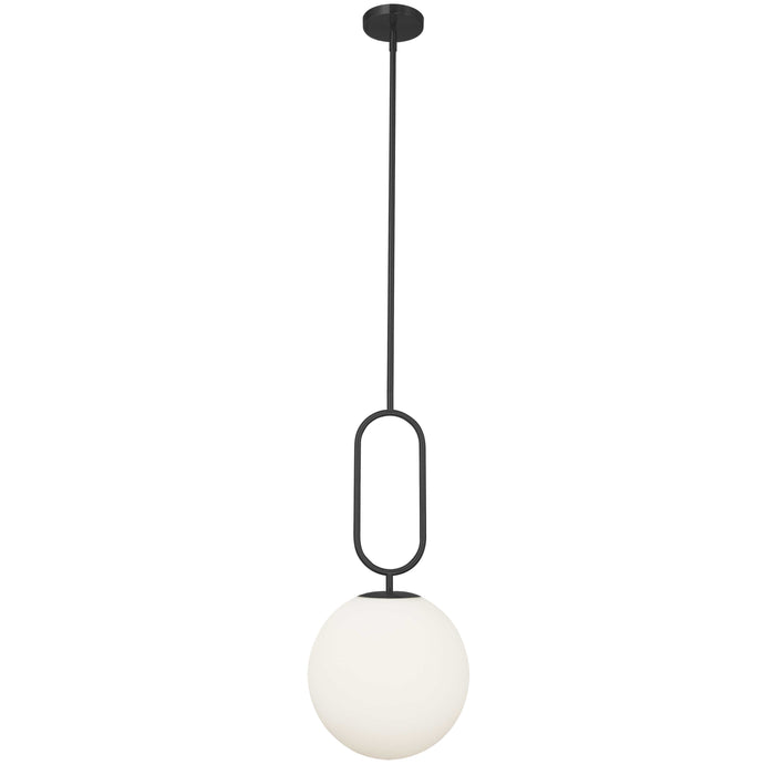 Simone 1 Light Pendant - Matte Black - Opal White Glass