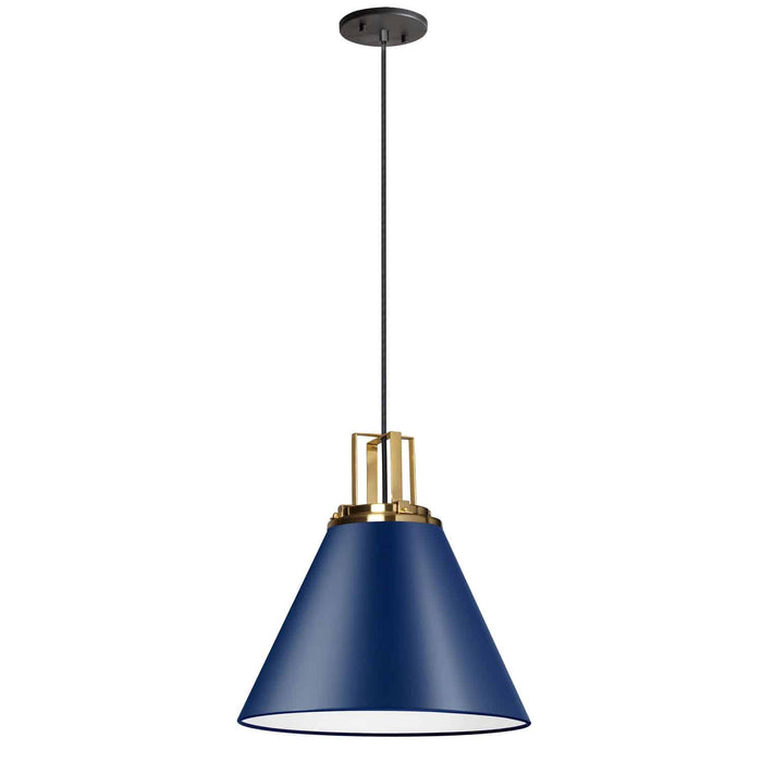 Sonus 1 Light Pendant - Cobalt Blue - Aged Brass Accent