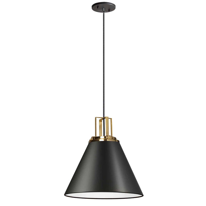 Sonus 1 Light Pendant - Matte Black - Aged Brass Accent