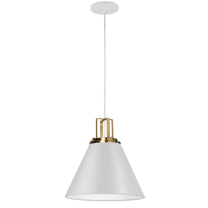 Sonus 1 Light Pendant - Matte White - Aged Brass Accent