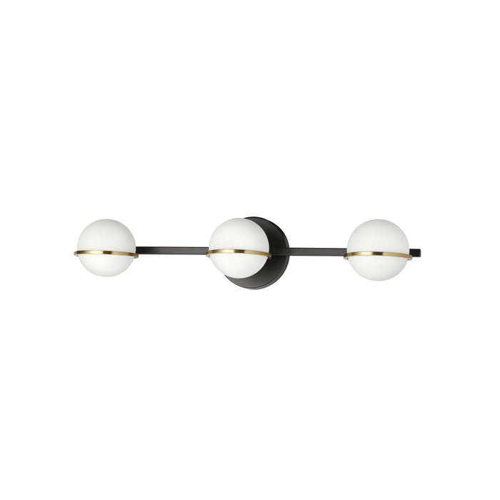 Sofia 3 Light Vanity Light - Matte Black/Aged Brass - White Opal Glass