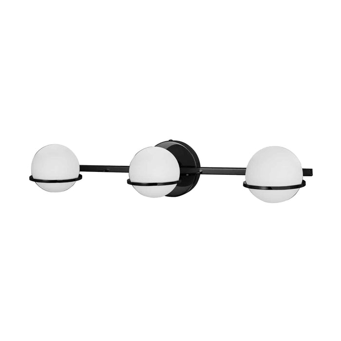 Sofia 3 Light Vanity Light - Matte Black Finish - White Glass