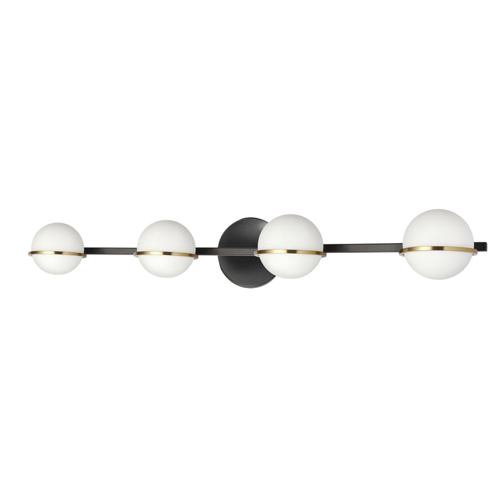 Sofia 4 Light Vanity Light - Matte Black/Aged Brass - White Opal Glass