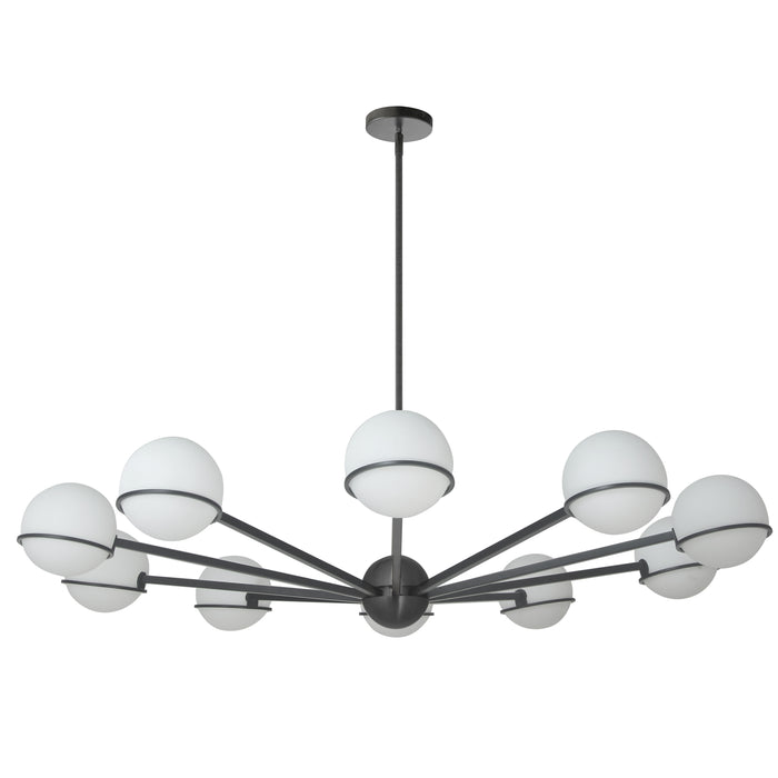 Sofia 10 Light Chandelier - Matte Black - White Opal Glass