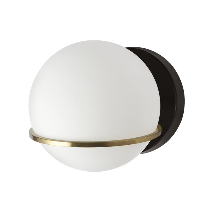 Sofia 1 Light Wall Sconce - Matte Black/Aged Brass - White Opal Glass