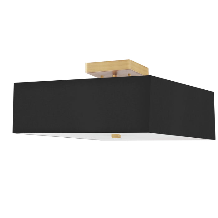 Seren 3 Light Semi-Flush Mount - Aged Brass - Black Shade