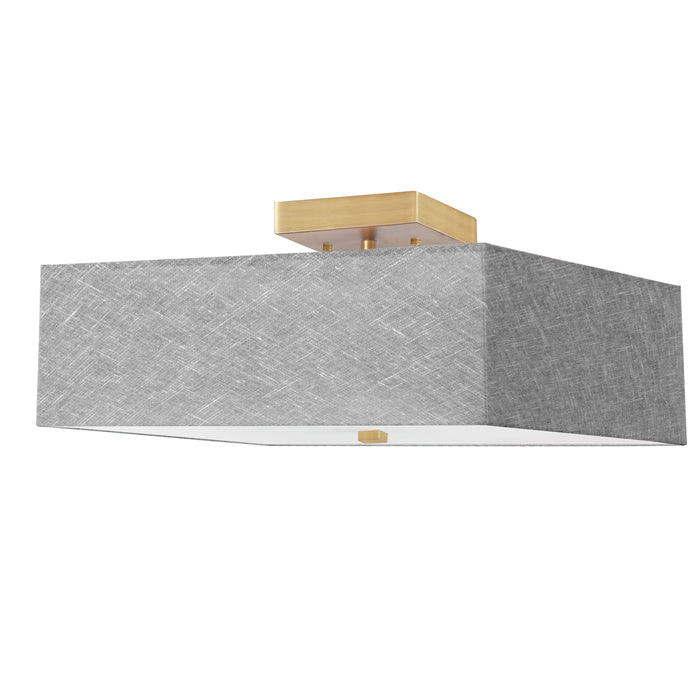 Seren 3 Light Semi-Flush Mount - Aged Brass - Grey Shade