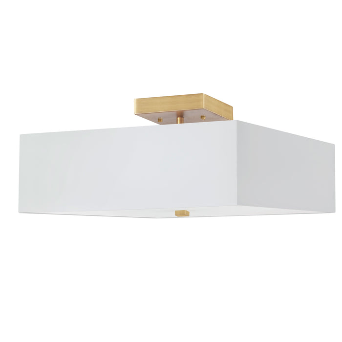 Seren 3 Light Semi-Flush Mount - Aged Brass - White Shade