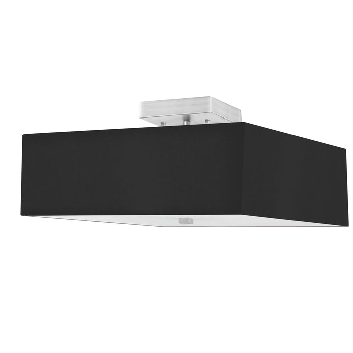 Seren 3 Light Semi-Flush Mount - Satin Chrome - Black Shade