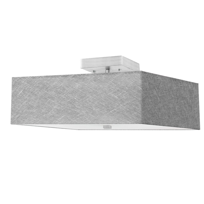 Seren 3 Light Semi-Flush Mount - Satin Chrome - Grey Shade