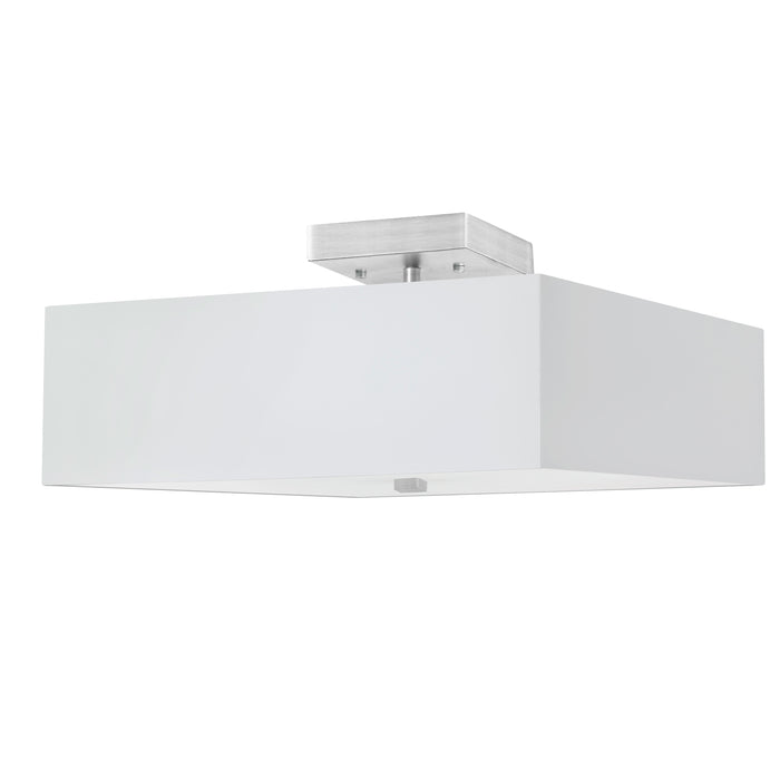 Seren 3 Light Semi-Flush Mount - Satin Chrome - White Shade