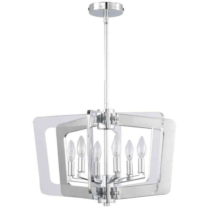 StillWater 6 Light Chandelier - Polished Chrome Finish - Chrome/Clear Acrylic Arms