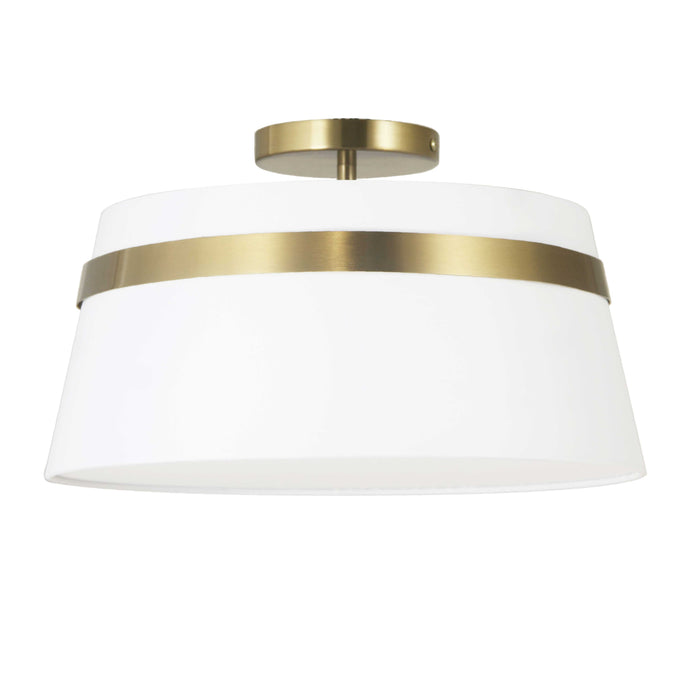 Symphony 3 Light Semi-Flush Mount - Aged Brass - White Shade