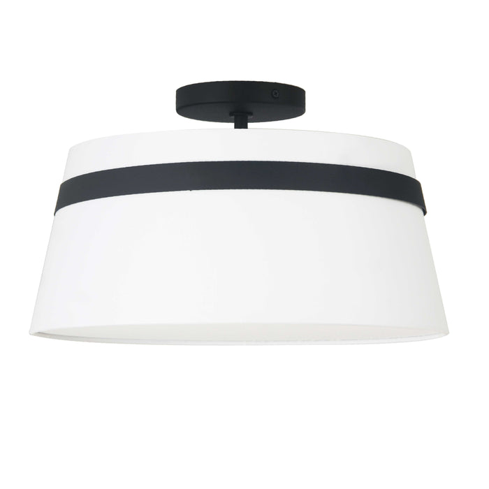 Symphony 3 Light Semi-Flush Mount - Matte Black - White Shade