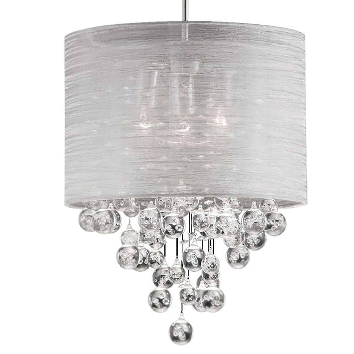 Tahnee 3 Light Crystal Pendant - Polished Chrome Finish - Silver Organza Shade