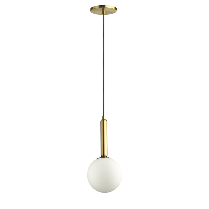 Tara 1 Light Pendant - Aged Brass - White Glass