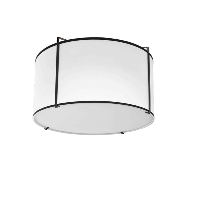 Trapezoid 2 Light Flush Mount - Drum Shaped - Black/White Shade - White Fabric Diffuser