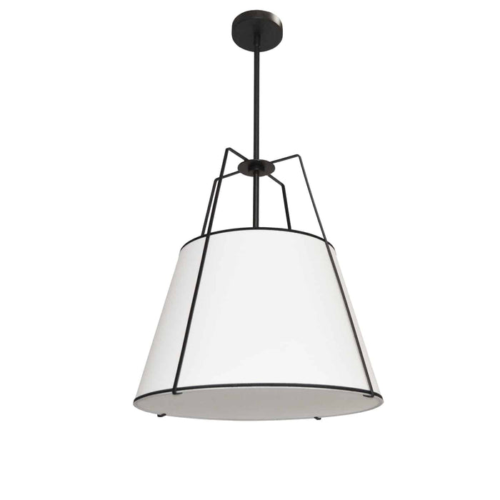 Trapezoid 1 Light Pendant - Black/White Shade - White Fabric Diffuser