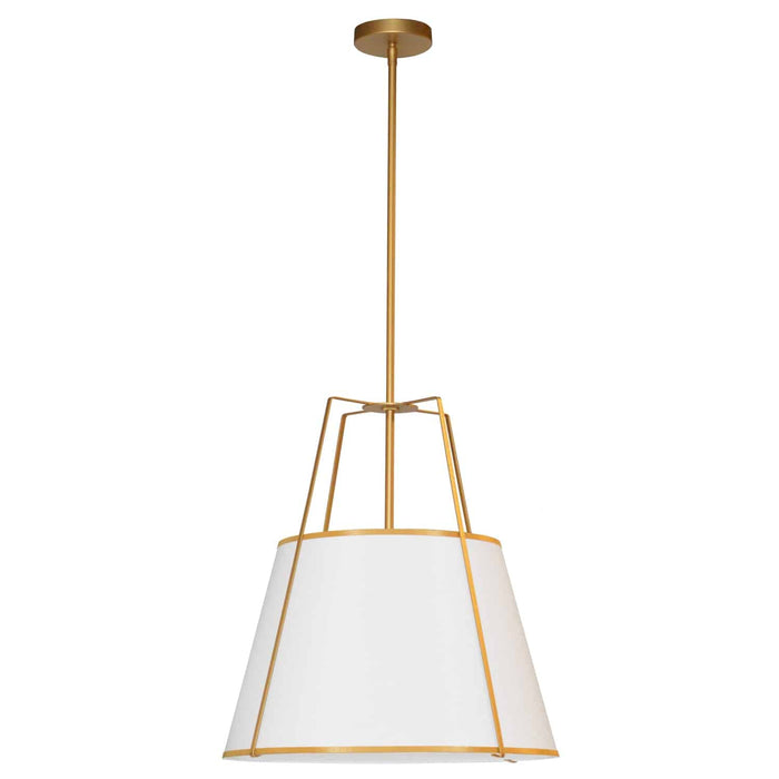 Trapezoid 1 Light Pendant - Gold/White Shade - White Fabric Diffuser